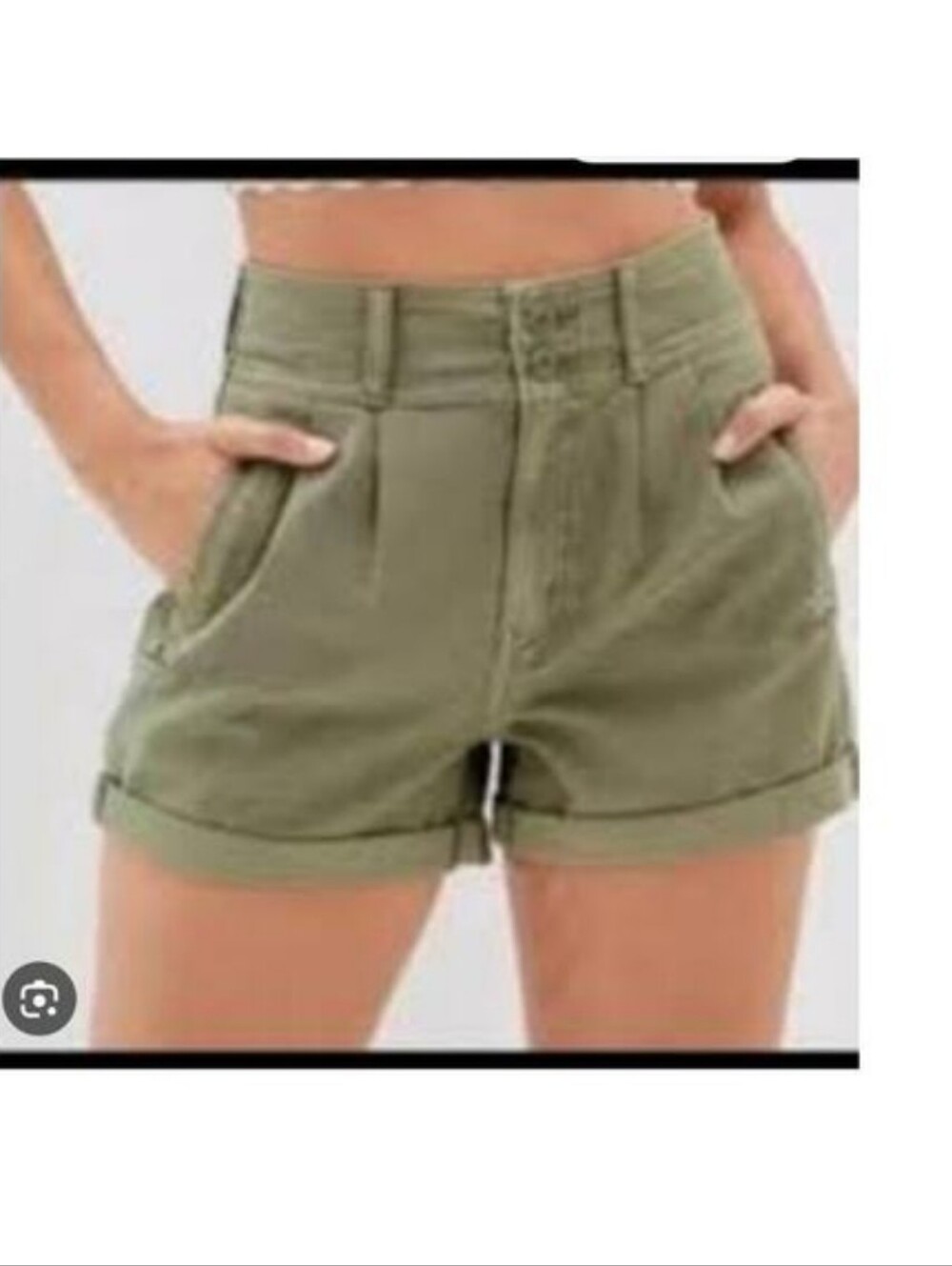 American Eagle Army Green Baggy Mom Pleaded Shorts Women 6